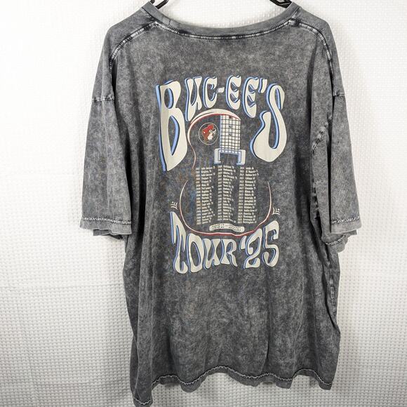 Buc-ee’s Tour ’25 T-Shirt 3X Gray Mineral Wash Oversized Distressed Graphic Tee - Picture 4 of 5
